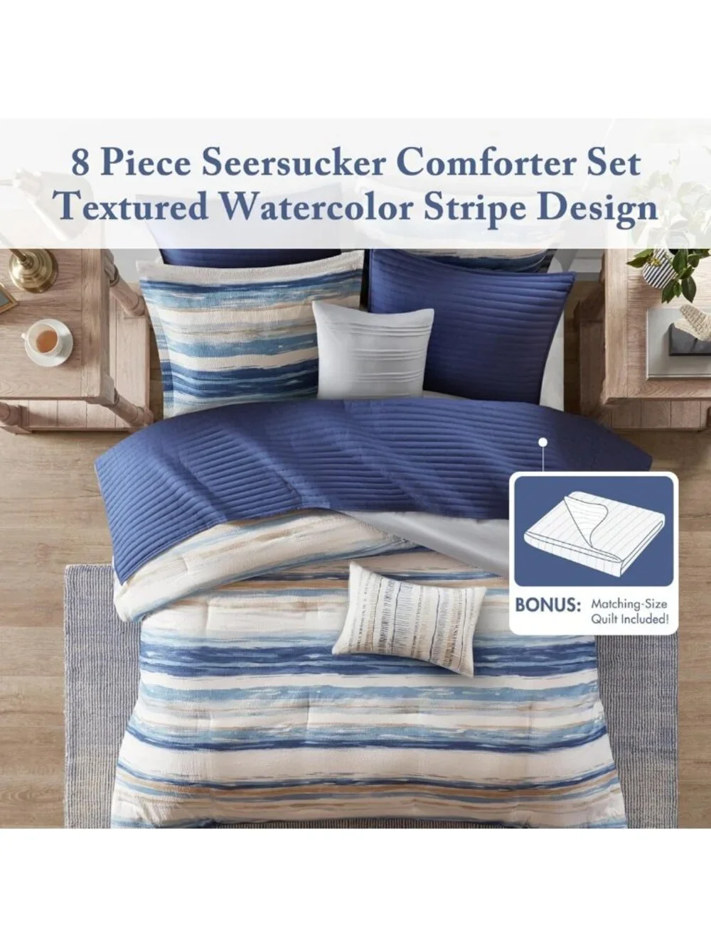 Modern Luxury Comforter Set - All Season Down Alternative, Matching Shams